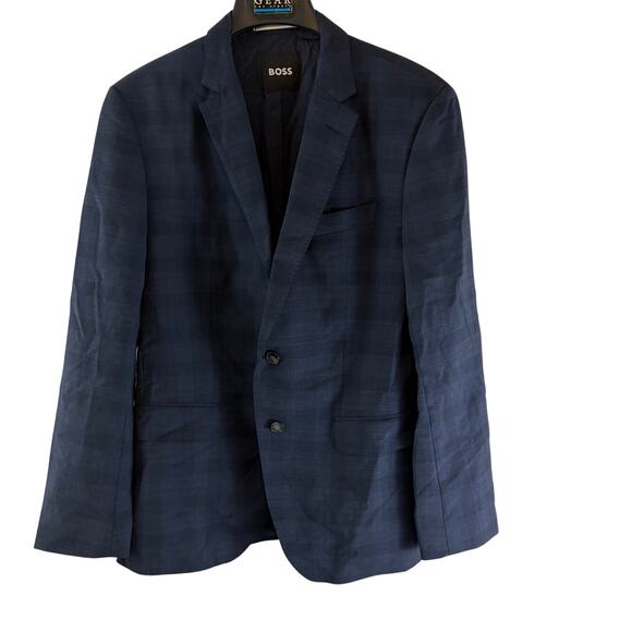 Boss Blue Two Button Suit Jacket Blazer 100% Virgin Wool Size 42R - Picture 1 of 7